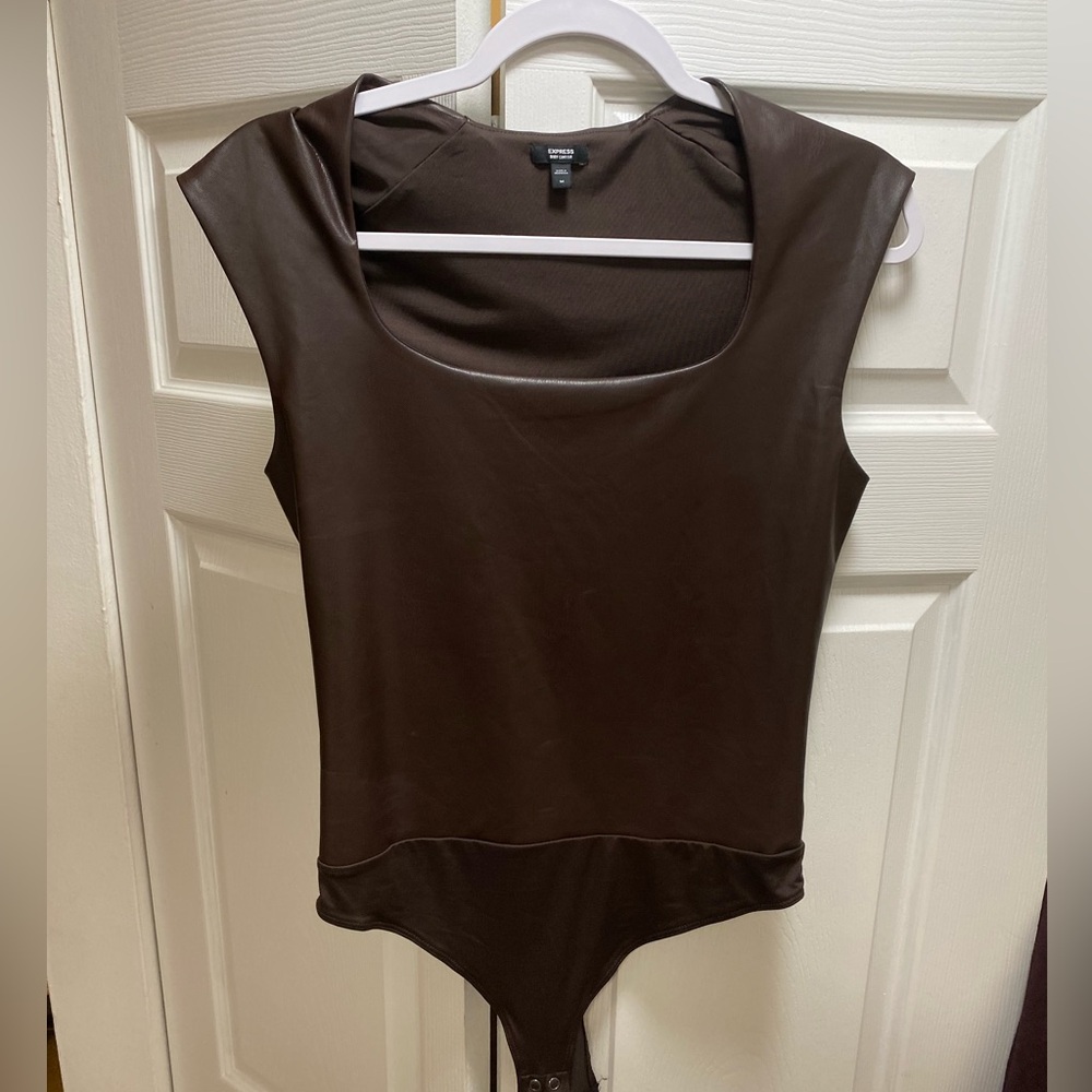 Express Brown Letter Body Contour Bodysuit